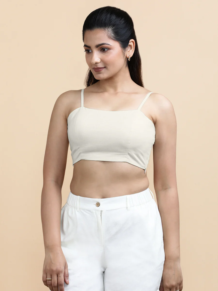 Cara x Soma | Women's Cropped Top in Ivory Mist Cotton - Image 8