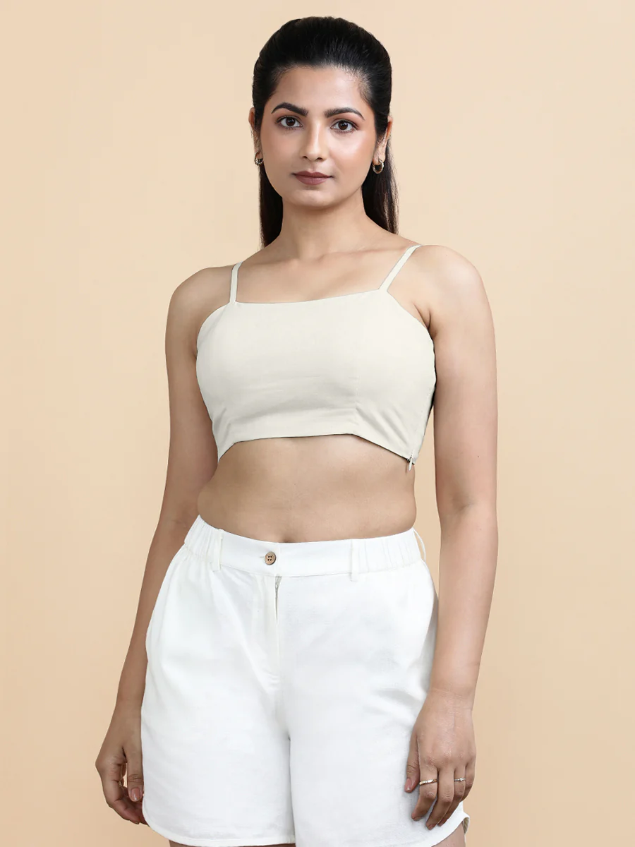 Cara x Soma | Women's Cropped Top in Ivory Mist Cotton - Image 9
