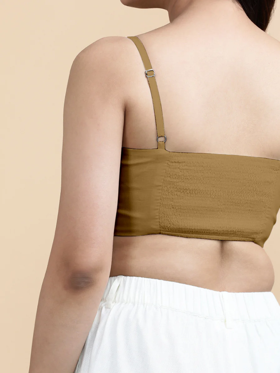 Cara x Soma | Women's Cropped Top in Khaki Cotton - Image 3