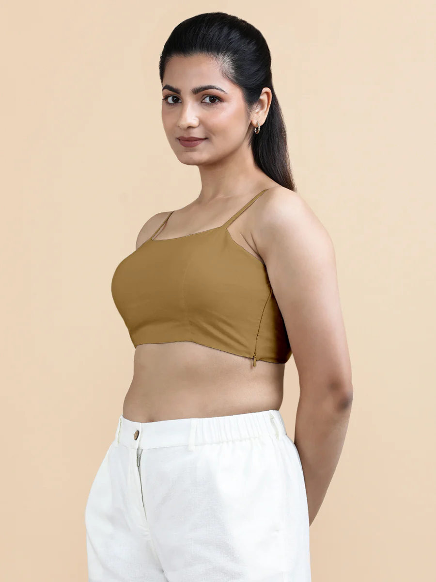 Cara x Soma | Women's Cropped Top in Khaki Cotton - Image 5