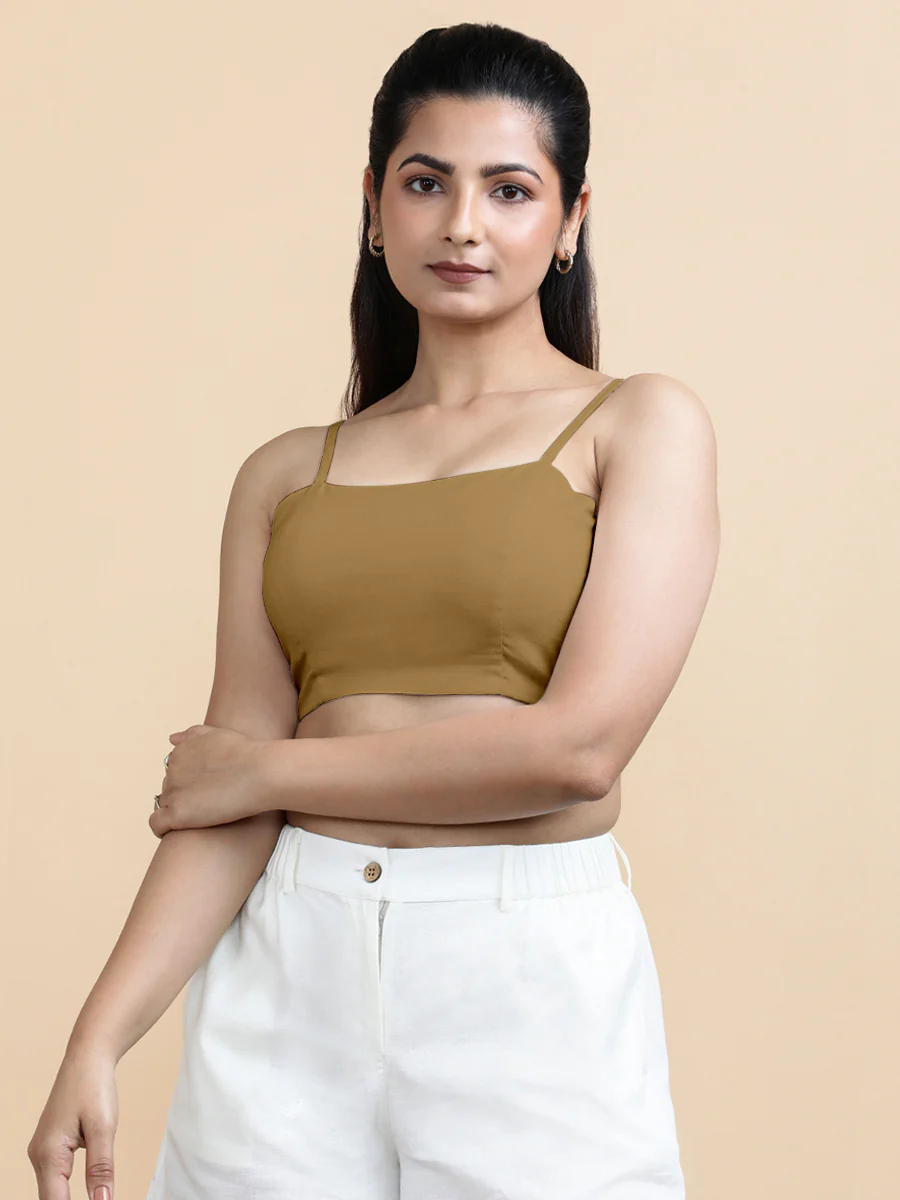 Cara x Soma | Women's Cropped Top in Khaki Cotton - Image 6