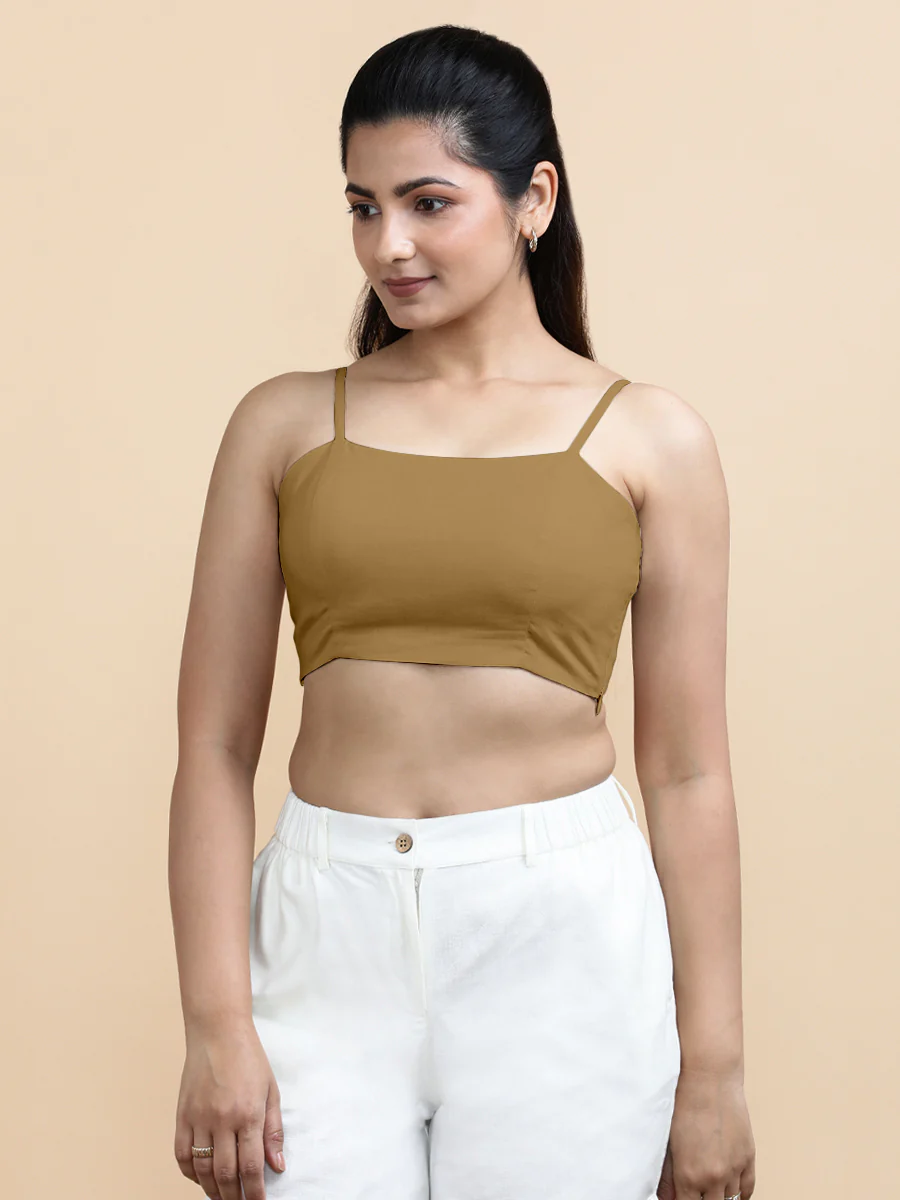 Cara x Soma | Women's Cropped Top in Khaki Cotton - Image 7