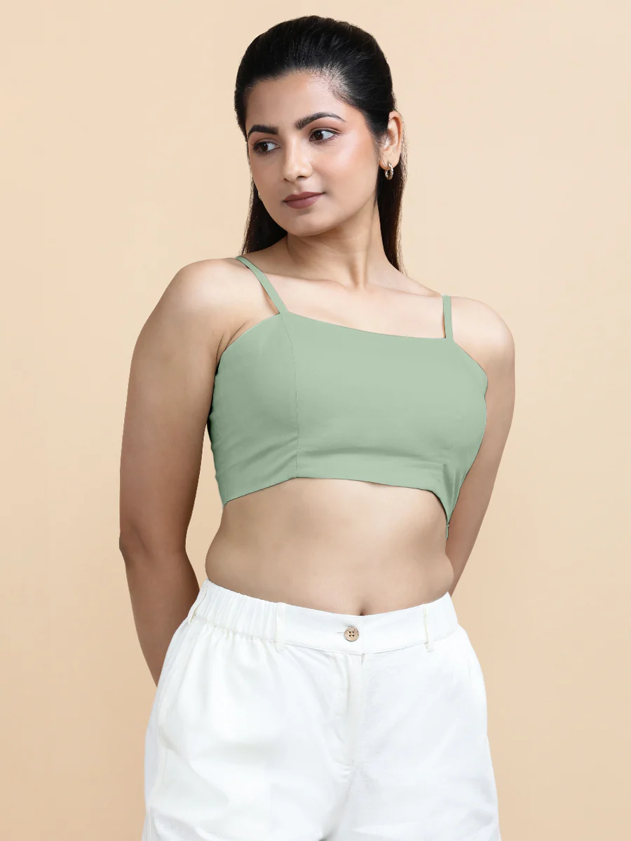 Cara x Soma | Women's Cropped Top in Light Sage Cotton - Image 4
