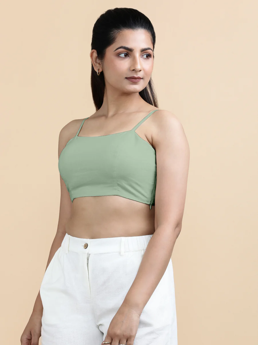 Cara x Soma | Women's Cropped Top in Light Sage Cotton - Image 8