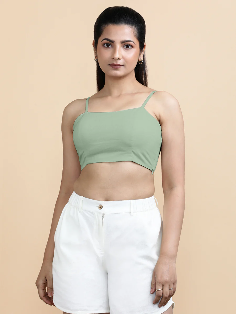 Cara x Soma | Women's Cropped Top in Light Sage Cotton - Image 9