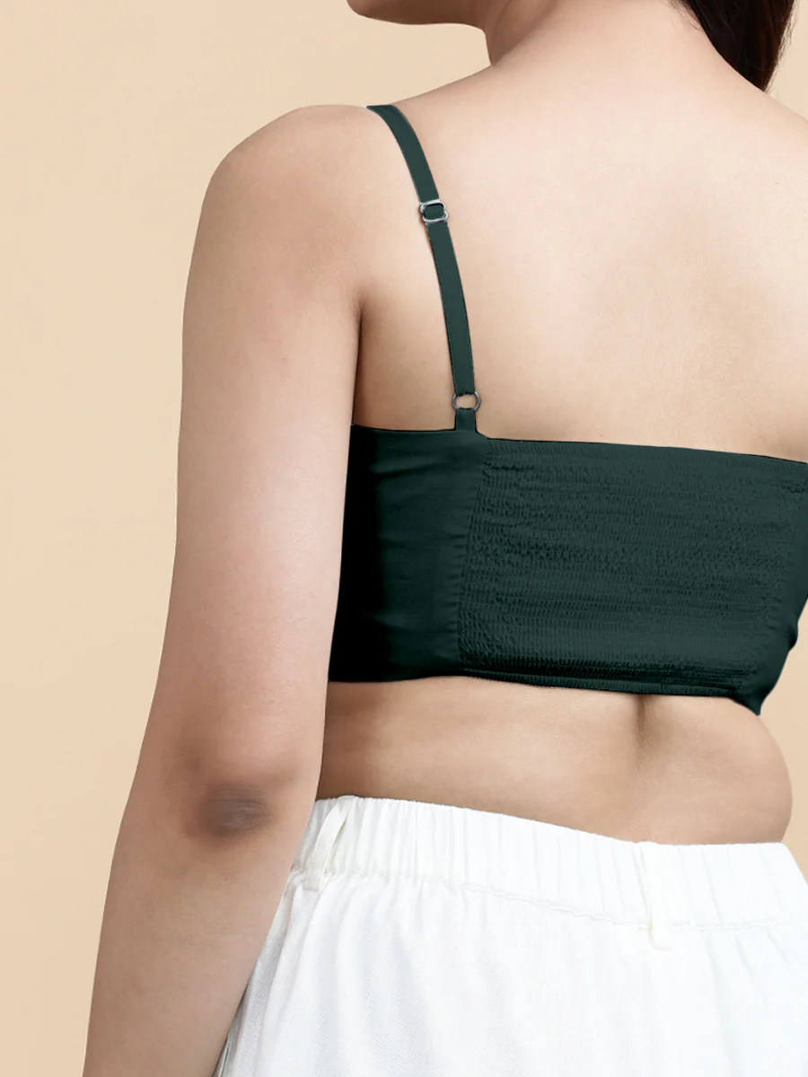 Cara x Soma | Women's Cropped Top in Moss Green Cotton - Image 3