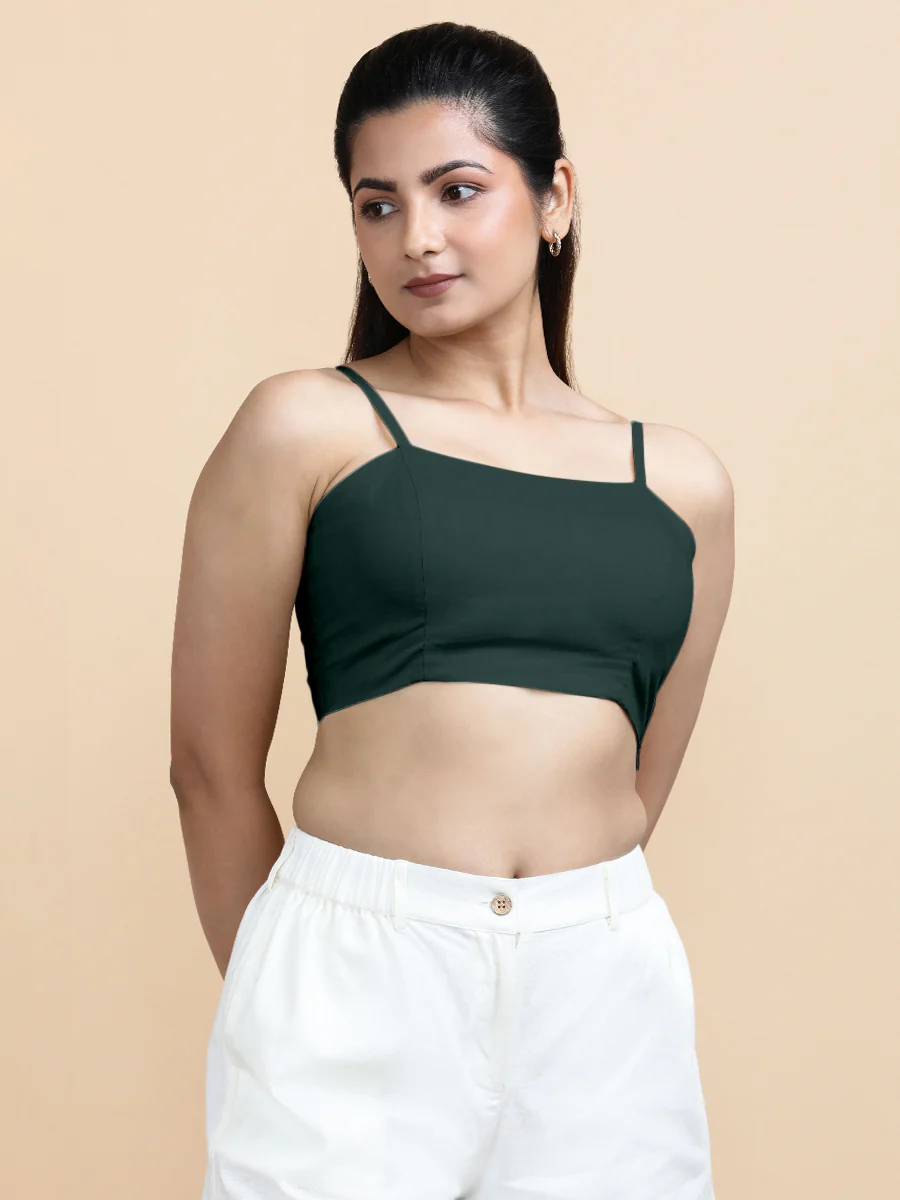 Cara x Soma | Women's Cropped Top in Moss Green Cotton - Image 4