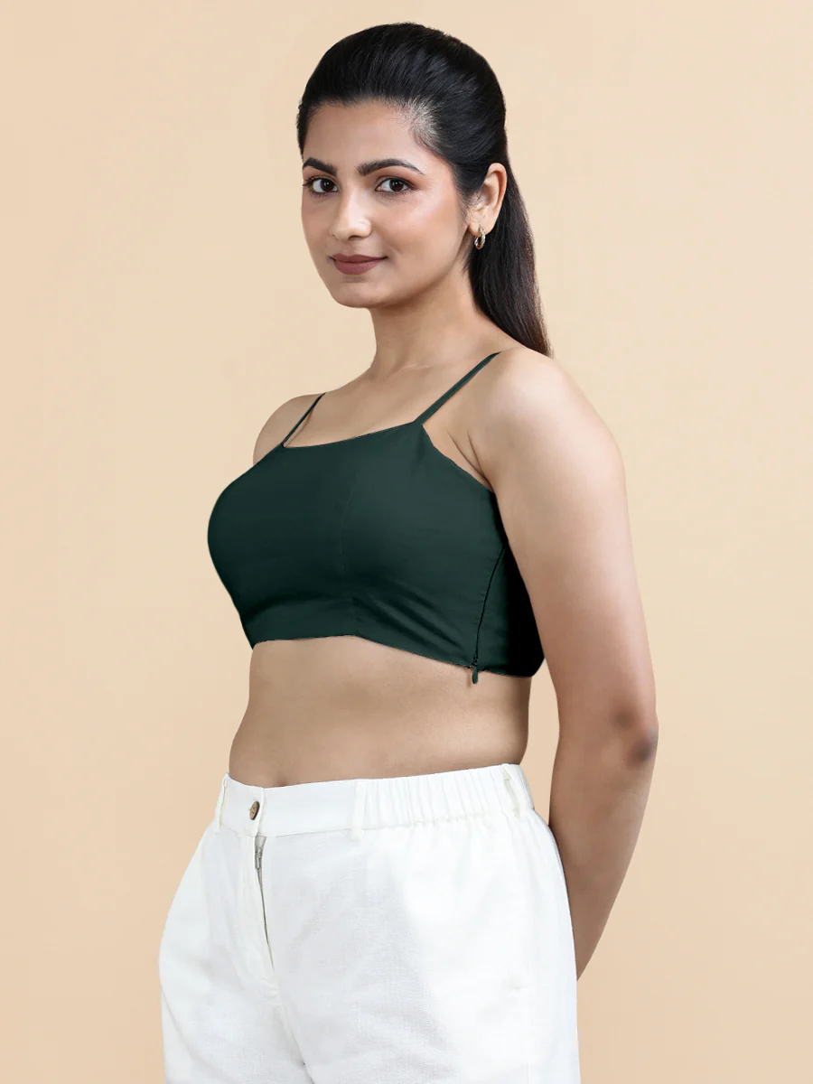 Cara x Soma | Women's Cropped Top in Moss Green Cotton - Image 5