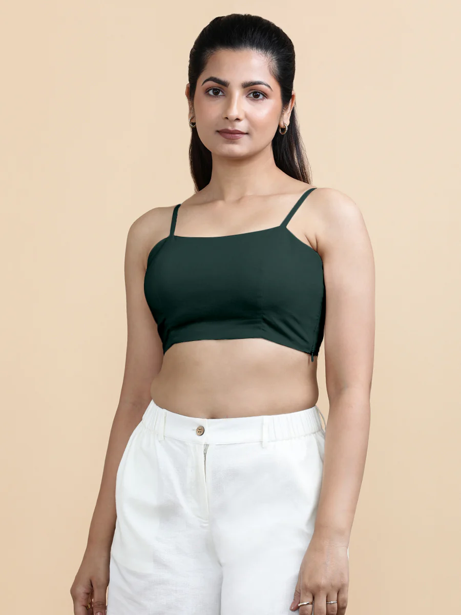 Cara x Soma | Women's Cropped Top in Moss Green Cotton - Image 6