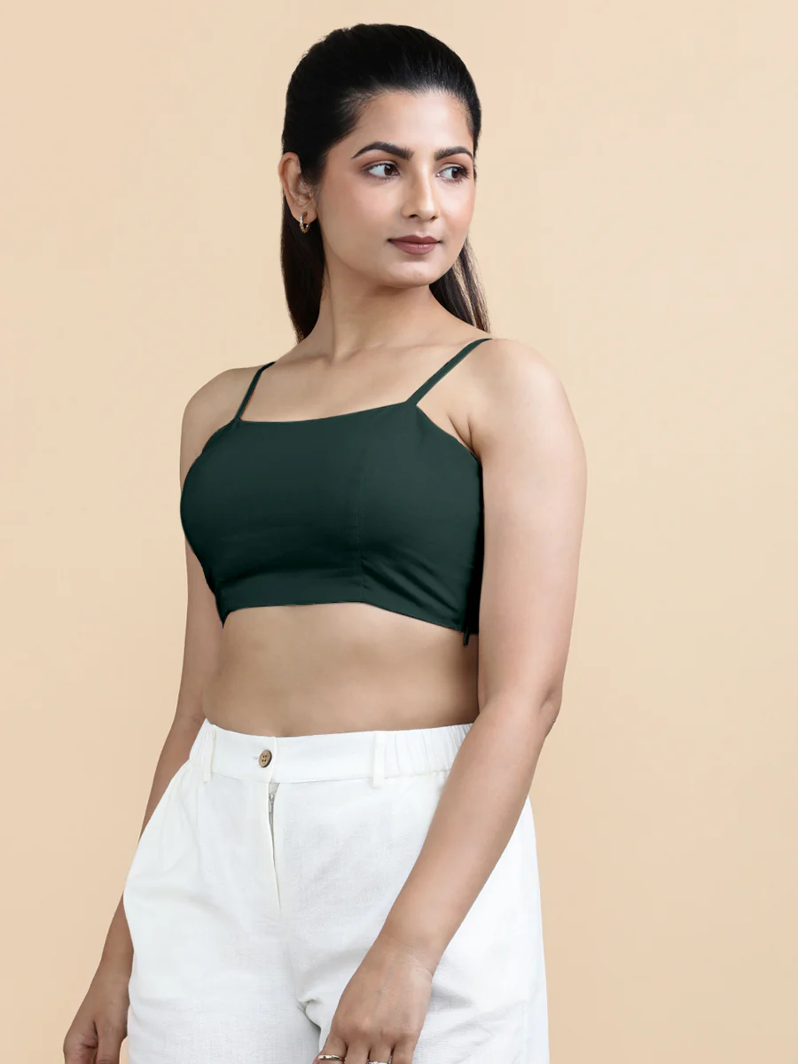 Cara x Soma | Women's Cropped Top in Moss Green Cotton - Image 8