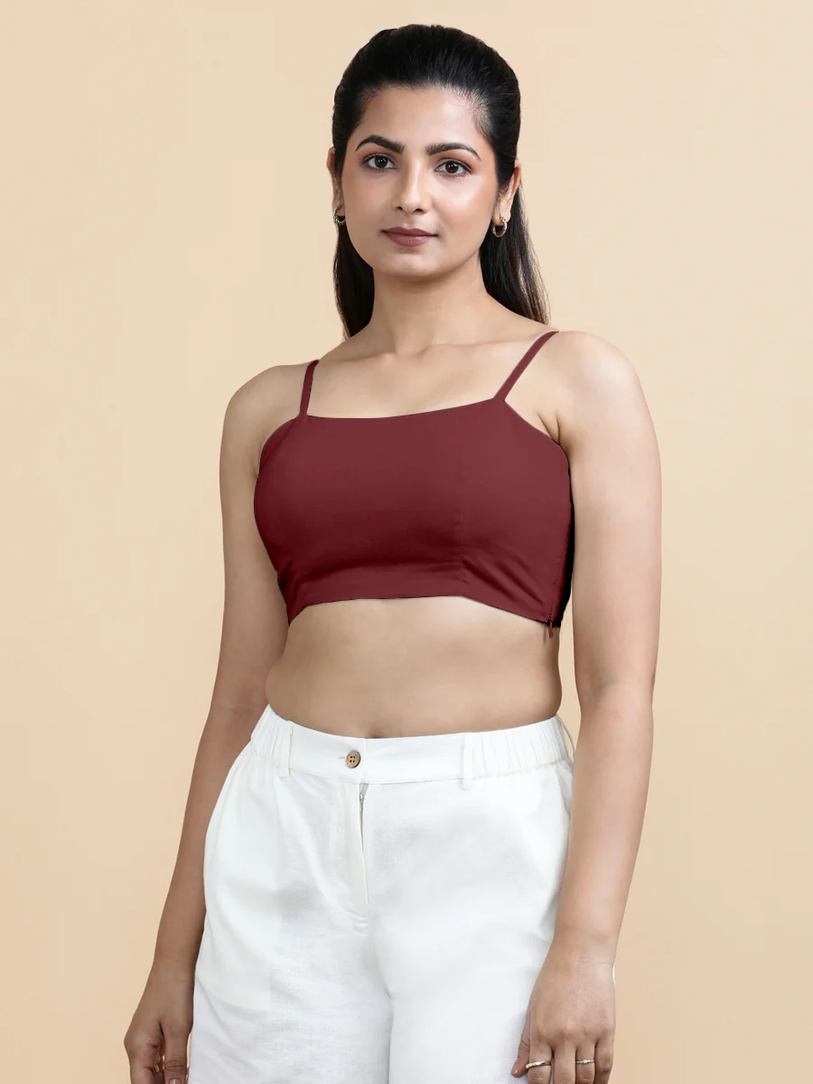 Cara x Soma | Women's Cropped Top in Royal Maroon Cotton - Image 6