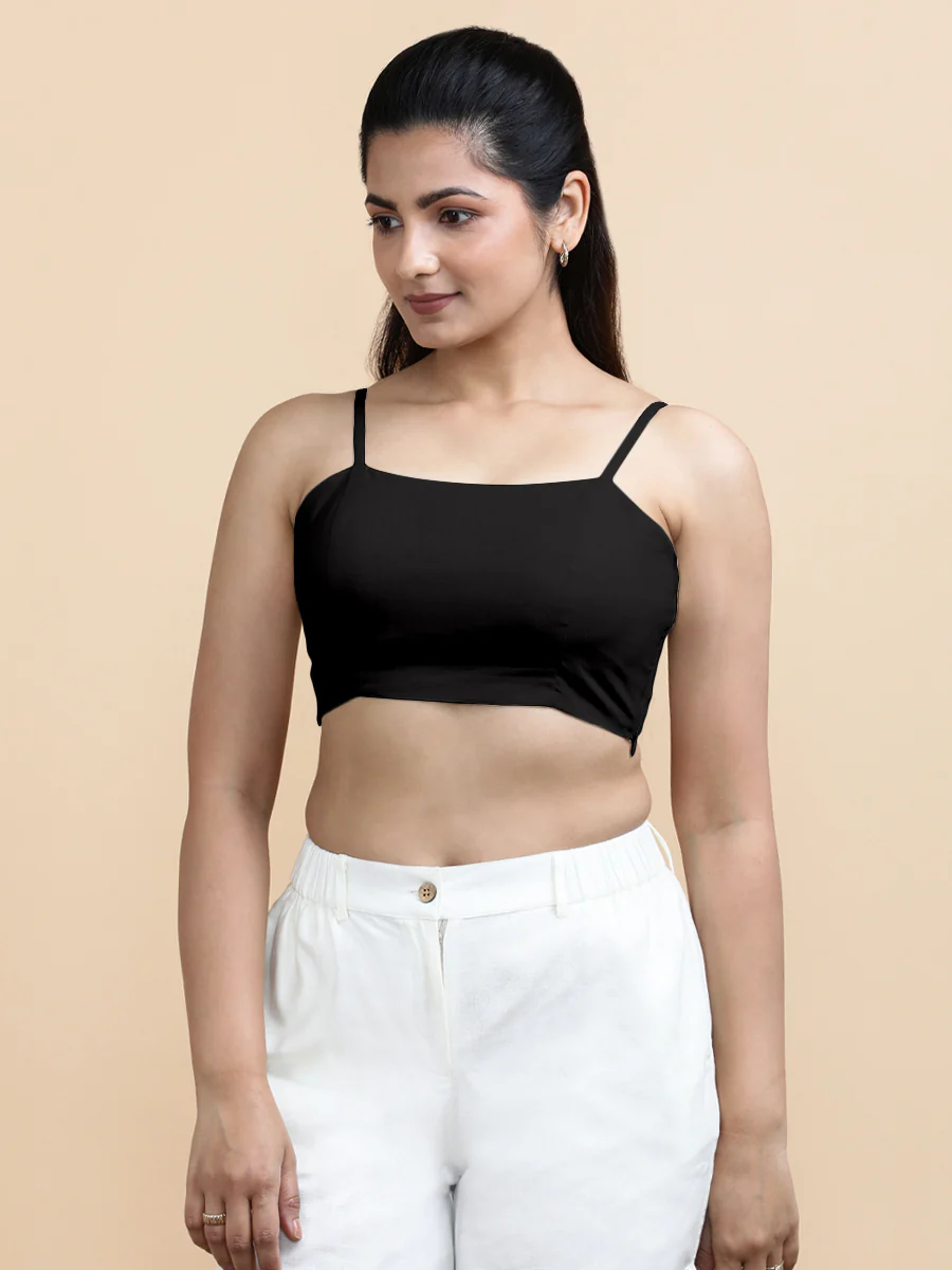 Gloria x Soma | Women's Cropped Top in Ebony Black Linen - Image 7