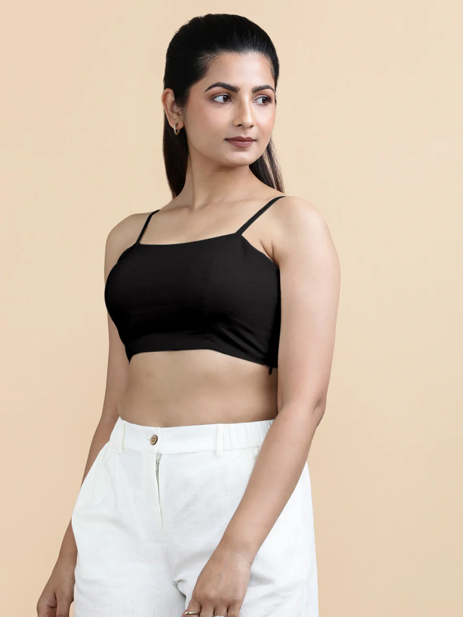 Gloria x Soma | Women's Cropped Top in Ebony Black Linen - Image 8