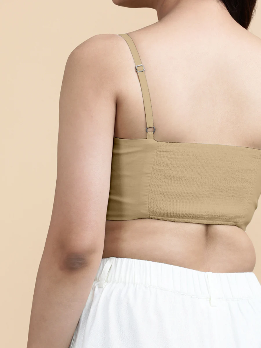 Gloria x Soma | Women's Cropped Top in Ecru Beige Linen - Image 3
