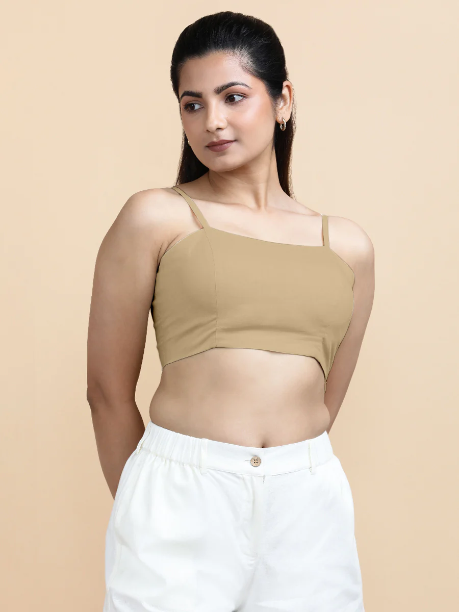 Gloria x Soma | Women's Cropped Top in Ecru Beige Linen - Image 4
