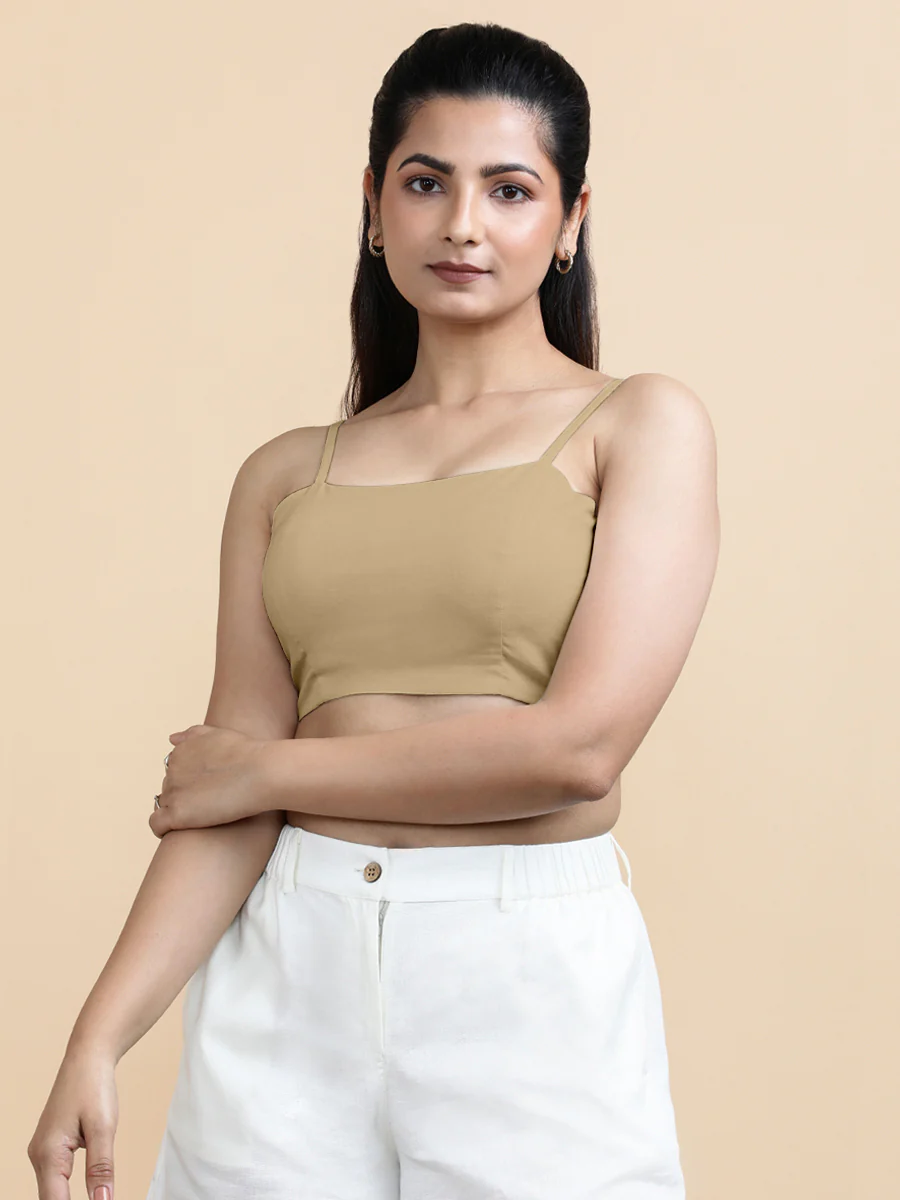 Gloria x Soma | Women's Cropped Top in Ecru Beige Linen - Image 6