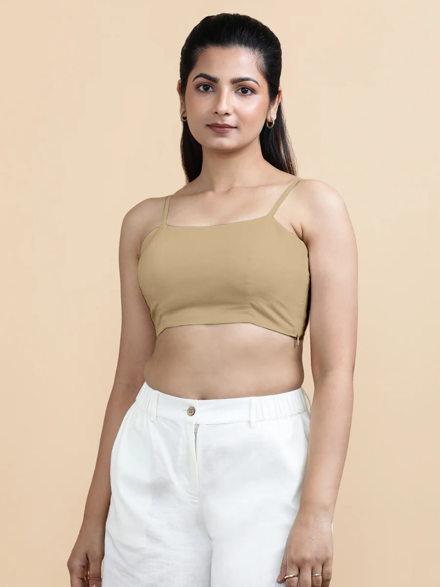 Gloria x Soma | Women's Cropped Top in Ecru Beige Linen - Image 7