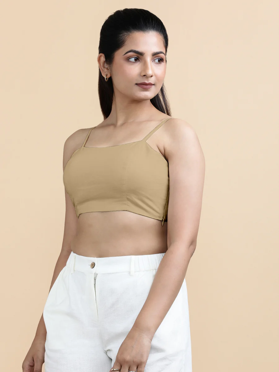 Gloria x Soma | Women's Cropped Top in Ecru Beige Linen - Image 8