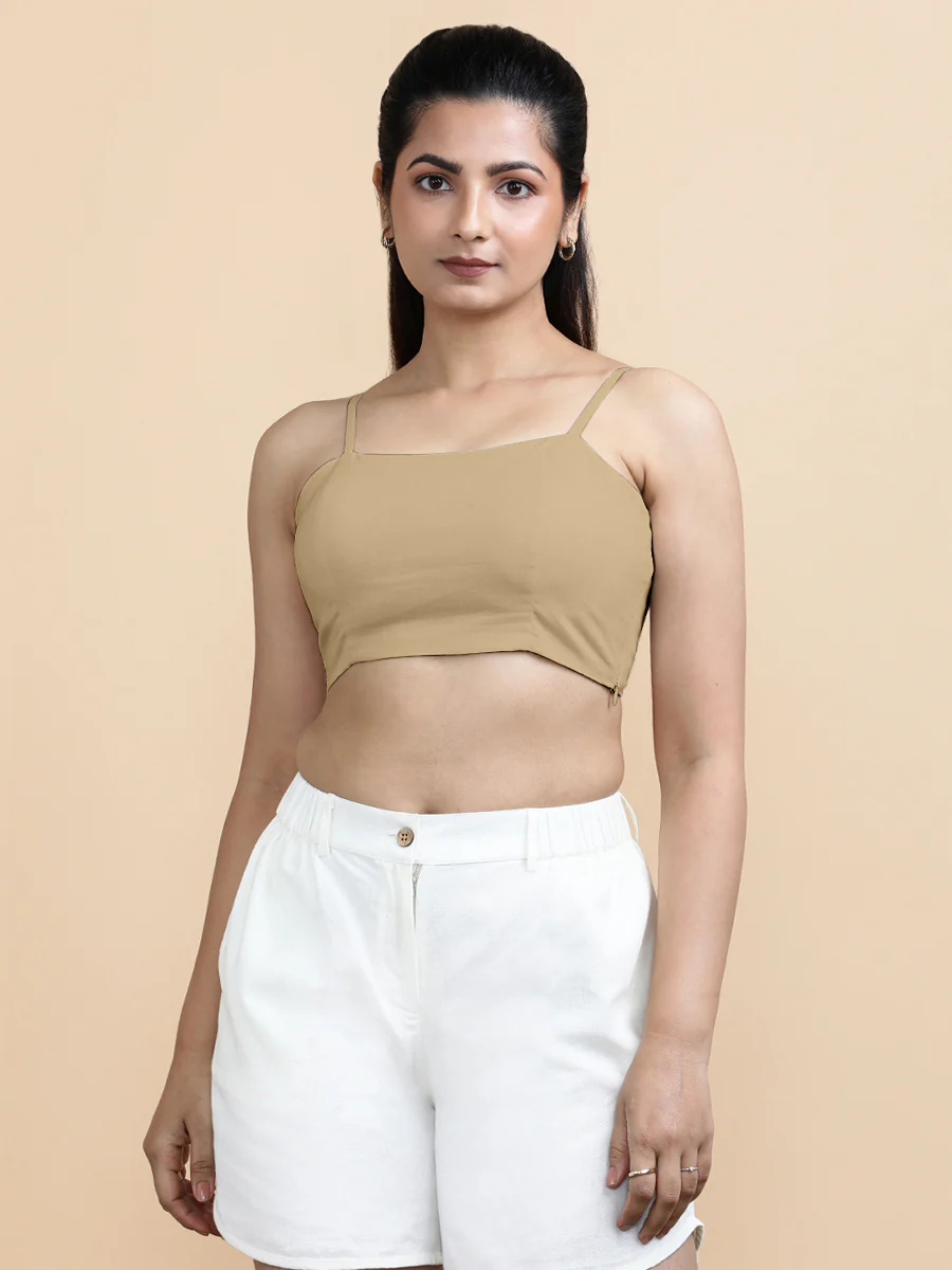 Gloria x Soma | Women's Cropped Top in Ecru Beige Linen - Image 9