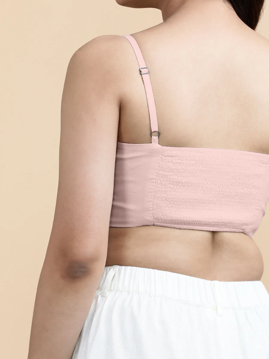 Gloria x Soma | Women's Cropped Top in Misty Pink Linen - Image 3