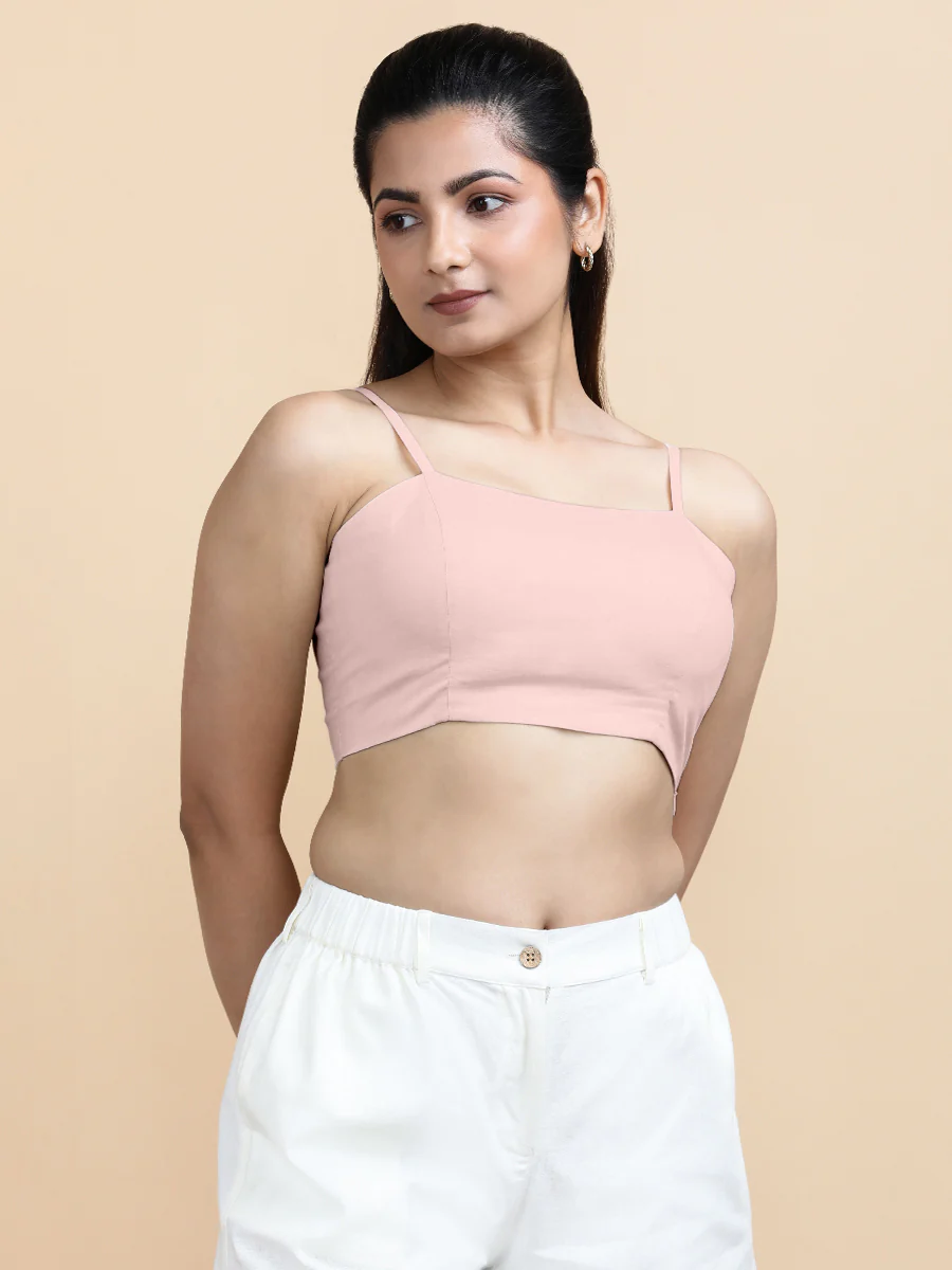 Gloria x Soma | Women's Cropped Top in Misty Pink Linen - Image 4
