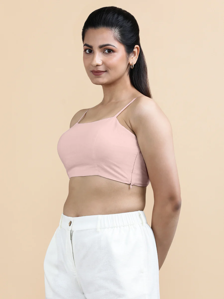 Gloria x Soma | Women's Cropped Top in Misty Pink Linen - Image 5