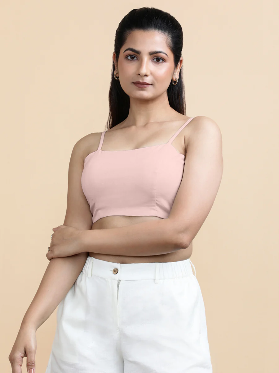 Gloria x Soma | Women's Cropped Top in Misty Pink Linen - Image 6