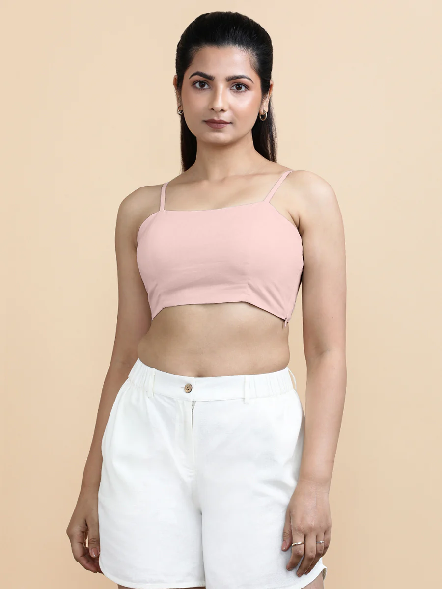 Gloria x Soma | Women's Cropped Top in Misty Pink Linen - Image 9
