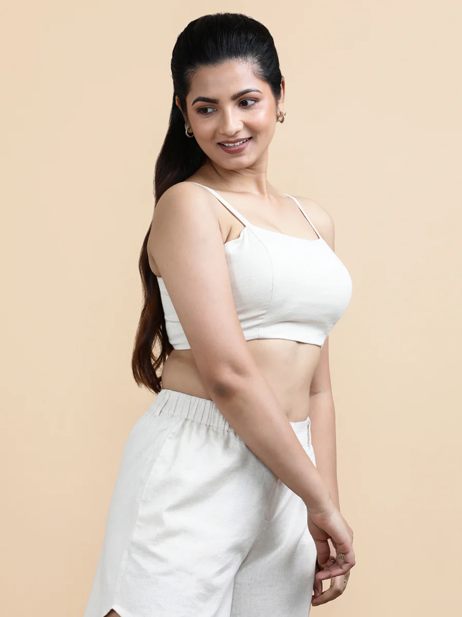 Jenny x Soma | Women's Cropped Top in Natural Fleck Linen - Image 8