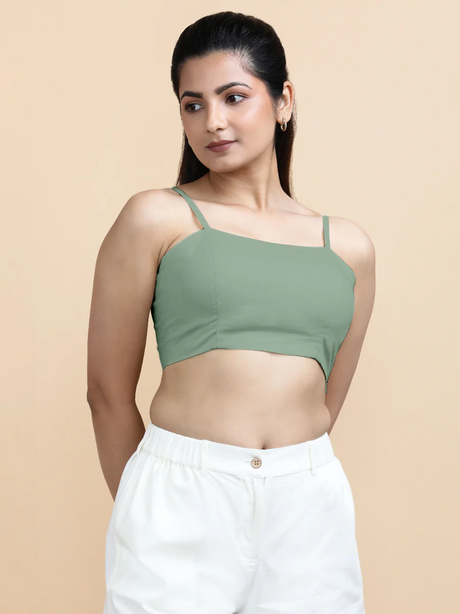 Gloria x Soma | Women's Cropped Top in Peppermint Green Linen - Image 4