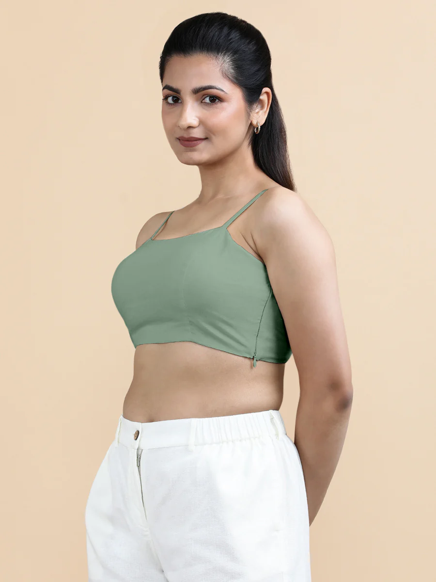 Gloria x Soma | Women's Cropped Top in Peppermint Green Linen - Image 5