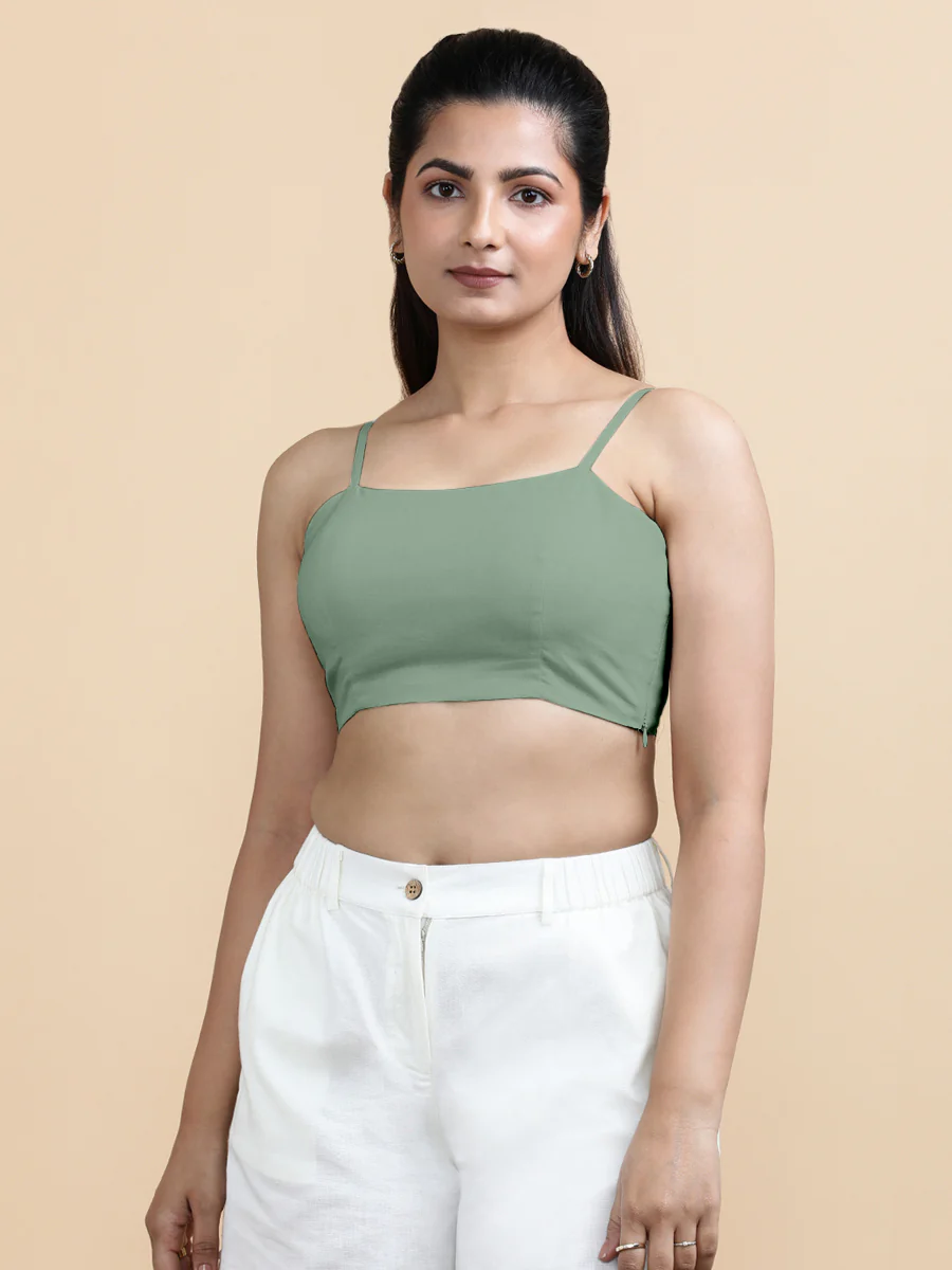 Gloria x Soma | Women's Cropped Top in Peppermint Green Linen - Image 7