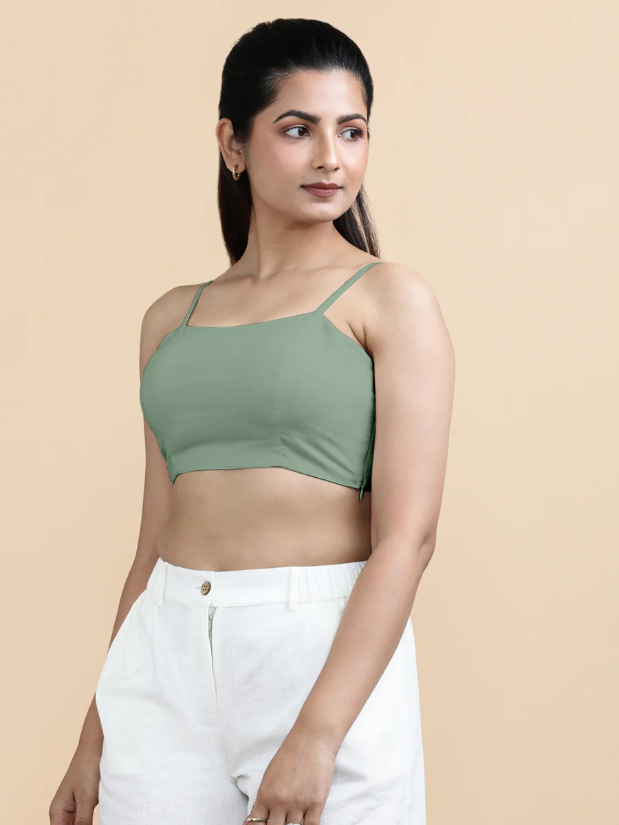 Gloria x Soma | Women's Cropped Top in Peppermint Green Linen - Image 9
