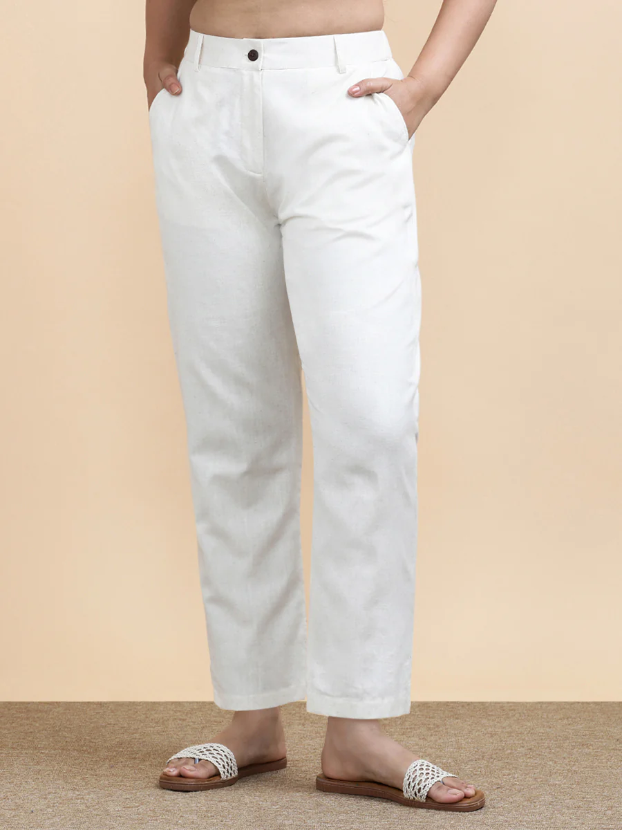 Cleo x Soma | Women's Regular Fit Trouser in Natural Fleck Linen - Image 6