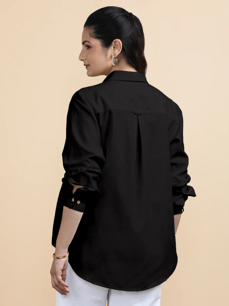 Cecilia x Soma | Relaxed Women's Shirt in Ebony Black Linen - Image 8