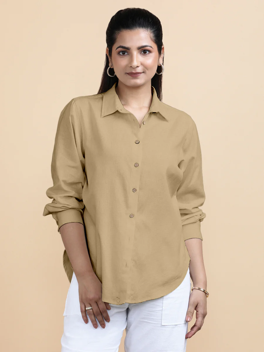 Cecilia x Soma | Relaxed Women's Shirt in Ecru Beige Linen - Image 6